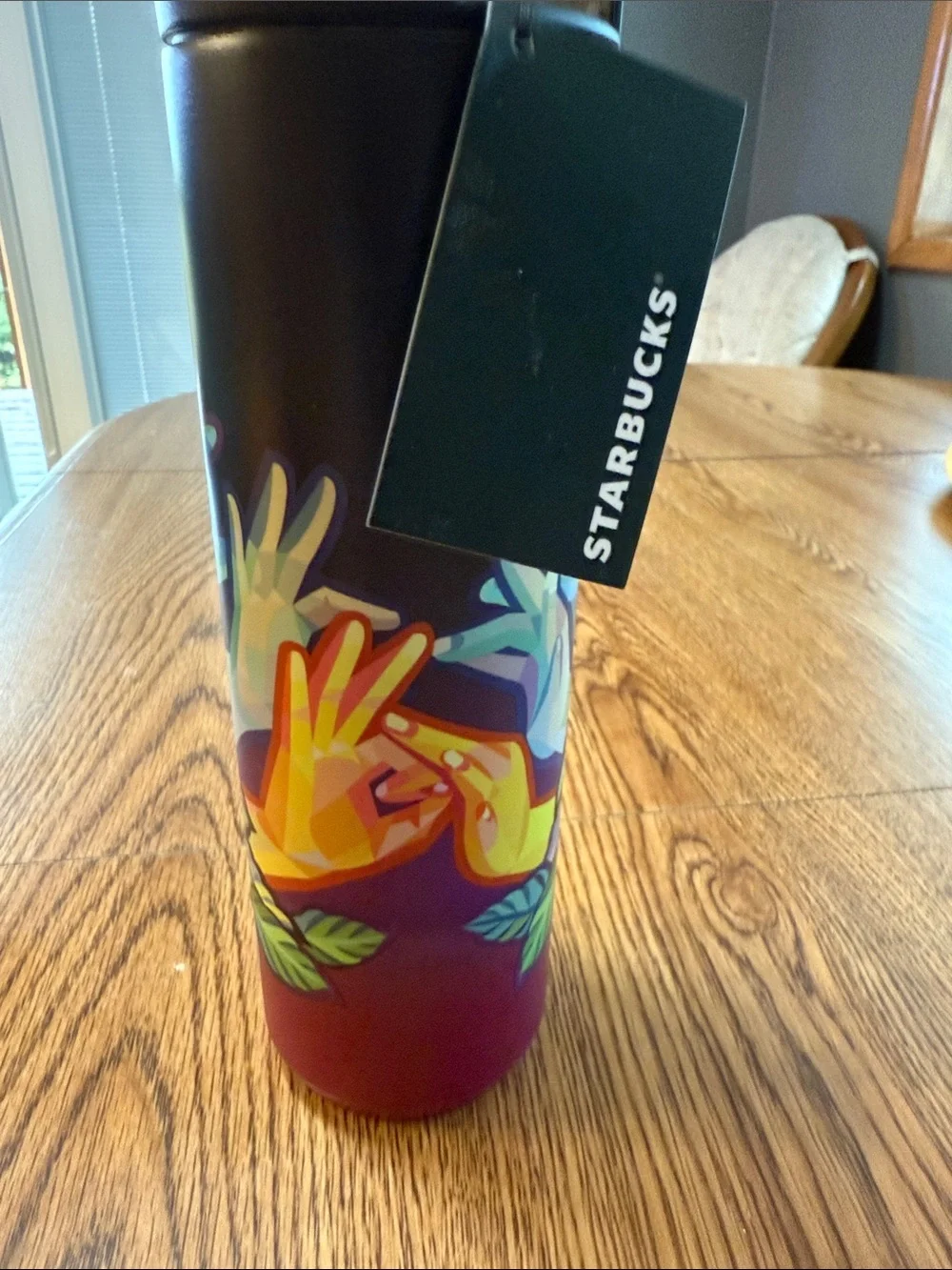 Starbucks ASL Vacuum Insulated Tumbler with Tropical Leaf Design 16oz